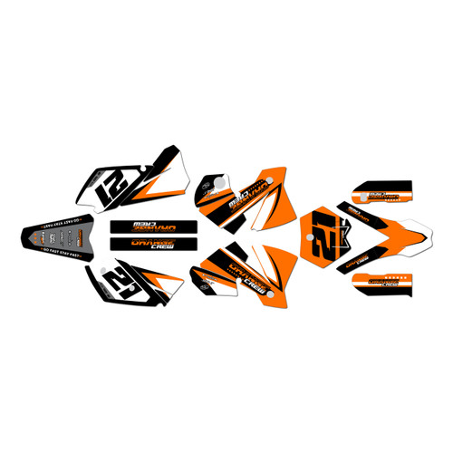 KTM 125EXC 200EXC 250EXC 300EXC graphics kit 2004 orange-crew series orange