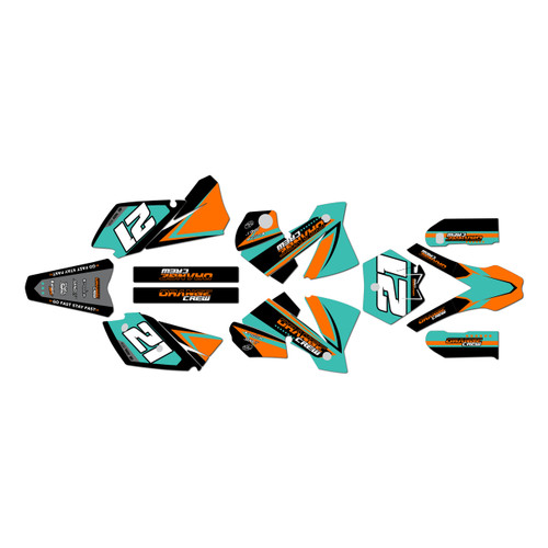 ktm 400exc graphics kit 2004 orange-crew series teal
