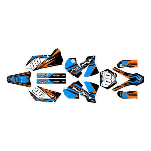 KTM 125EXC 200EXC 250EXC 300EXC graphics kit 2004 rugged series cyan