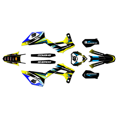 sherco 125 se graphics kit 2018-2023 division series yellow