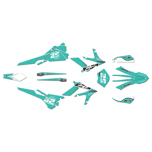 beta xtrainer250 & 300 graphics kit 2015-2019 ominous series teal