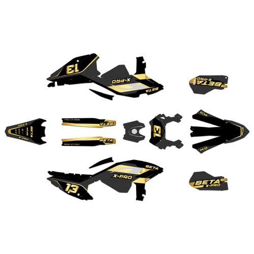 beta 300rr graphics kit 2025-2026 factory series gold