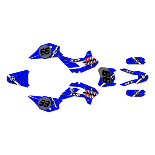 kayo tt125 graphics kit 2021-2026 predator series blue