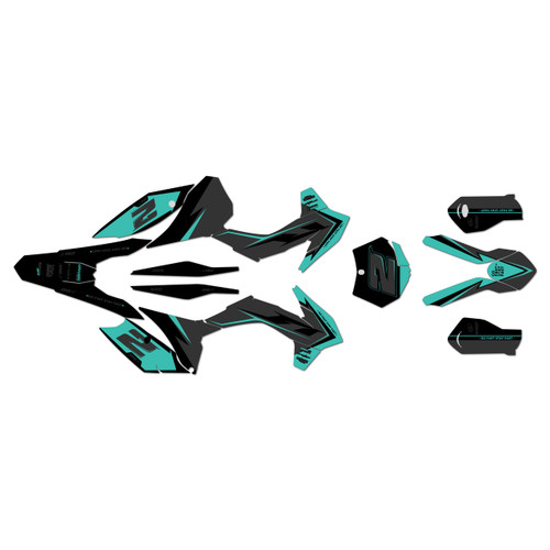 KTM 250XC-F, 350XC-F & 450XC-F graphics kit 2015 razor series teal-shift