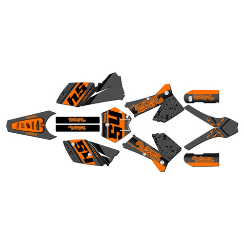 KTM 125EXC 200EXC 250EXC 300EXC graphics kit 2005-2007 split series orange-shift