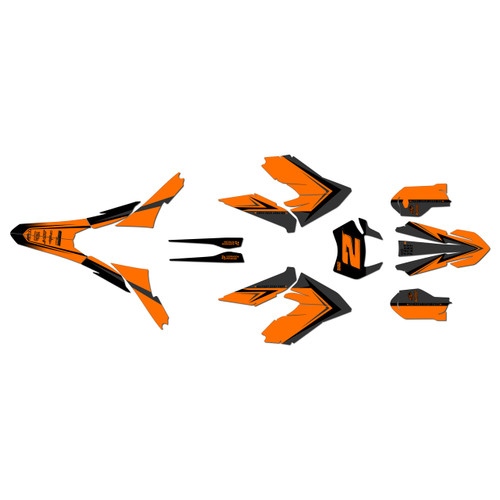 ktm freeride-exc graphics kit 2018-2026 razor series orange-shift