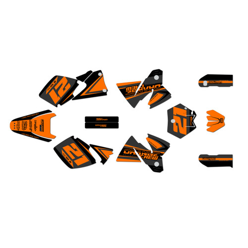 ktm 200sx graphics kit 1998-2000 orange-crew series orange-shift