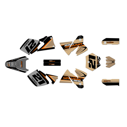 ktm 125exc graphics kit 1998-2000 orange-crew series tan