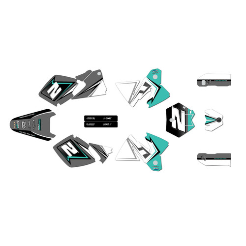 ktm 125exc graphics kit 1998-2000 razor series teal