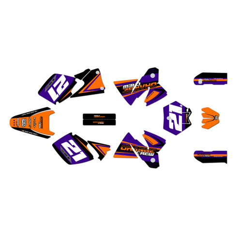 KTM 400SX graphics kit 1998-1999 orange-crew series purple
