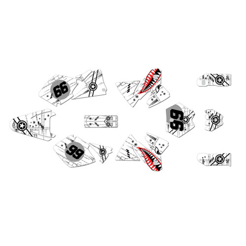 ktm 300exc graphics kit 1998-2000 predator series white