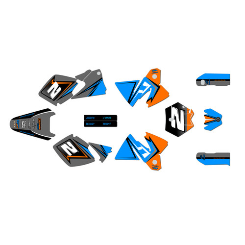 ktm 300exc graphics kit 1998-2000 razor series cyan