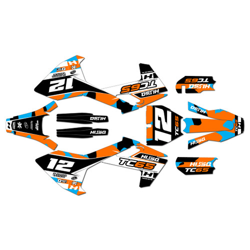 husqvarna tc65 graphics kit 2016-2023 splash series orange