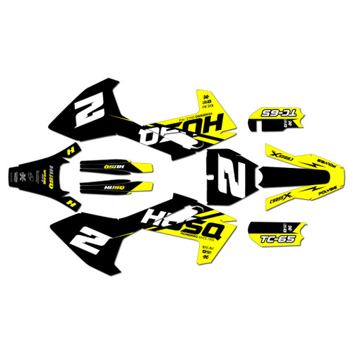 husqvarna tc65 graphics kit 2016-2023 splinter series yellow