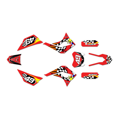 kayo td125 graphics kit 2021-2023 pecker series red