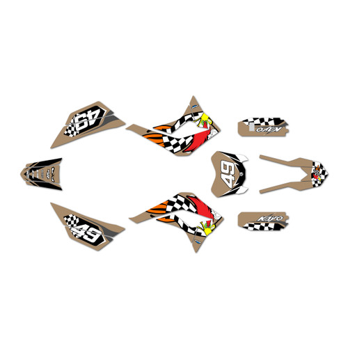 kayo td125 graphics kit 2021-2023 pecker series tan