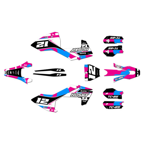 husqvarna tc85 graphics kit 2018-2022 masquerade series magenta