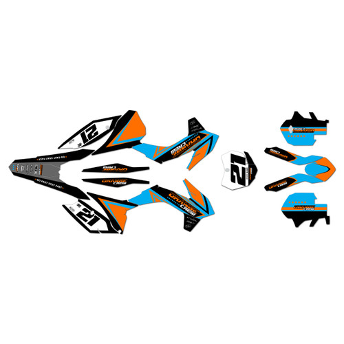 KTM 150XC 250XC & 300XC graphics kit 2013-2014 crew series cyan