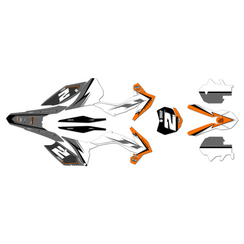 KTM 150XC 250XC & 300XC graphics kit 2013-2014 razor series orange