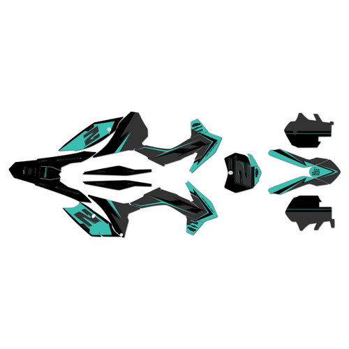 ktm 250xc graphics kit 2013-2014 razor series teal-shift