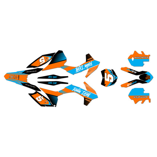 KTM 150XC 250XC & 300XC graphics kit 2013-2014 turbo series cyan
