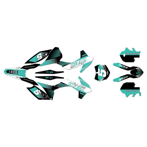 KTM 150XC 250XC & 300XC graphics kit 2013-2014 turbo series teal
