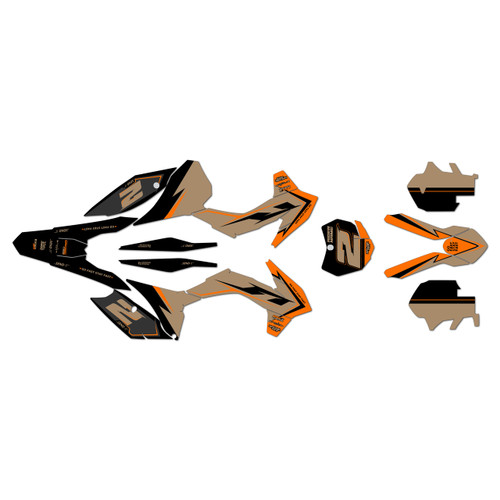 KTM 250XC-F, 350XC-F & 450XC-F graphics kit 2013-2014 razor series tan