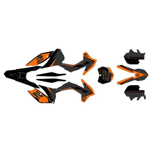 ktm 350xcf graphics kit 2013-2014 razor series orange-shift