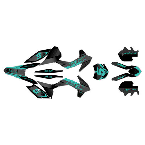 KTM 250XC-F, 350XC-F & 450XC-F graphics kit 2013-2014 turbo series teal-shift