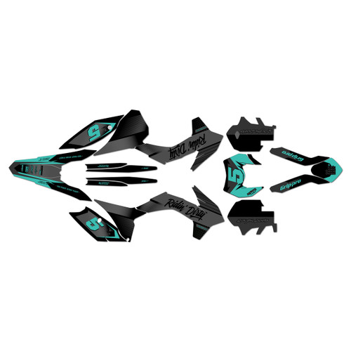 KTM 200XC-W 250XC-W 300XC-W graphics kit 2014-2015 turbo series teal-shift