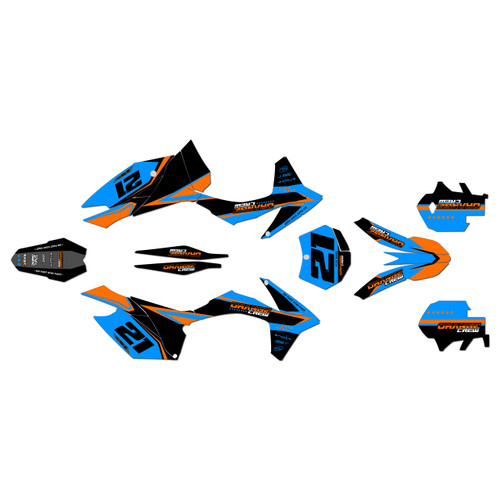 KTM 250XC-F, 350XC-F & 450XC-F graphics kit 2011-2012 orange-crew series cyan