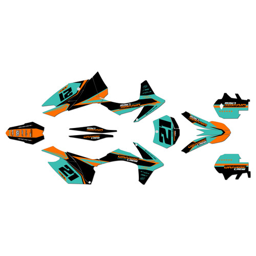 KTM 250XC-F, 350XC-F & 450XC-F graphics kit 2011-2012 orange-crew series teal