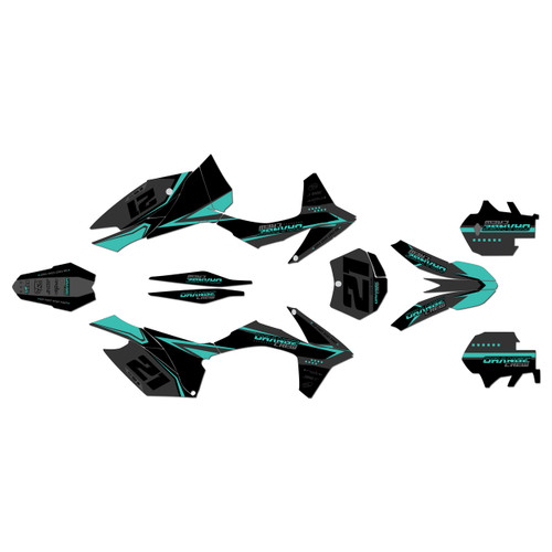 KTM 250XC-F, 350XC-F & 450XC-F graphics kit 2011-2012 orange-crew series teal-shift