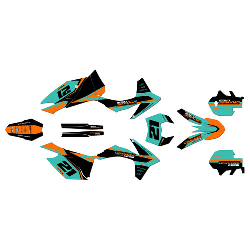 ktm 200exc graphics kit 2012-2013 orange-crew series teal