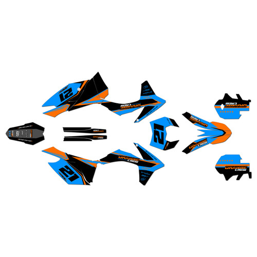 KTM 200XC-W 250XC-W 300XC-W graphics kit 2012-2013 orange-crew series cyan