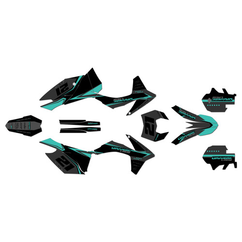 ktm 250excf graphics kit 2012-2013 orange-crew series teal-shift