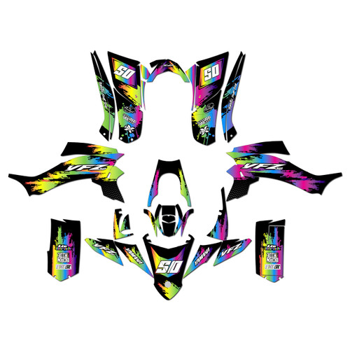 yamaha yfz50 graphics kit all years splash series rainbow