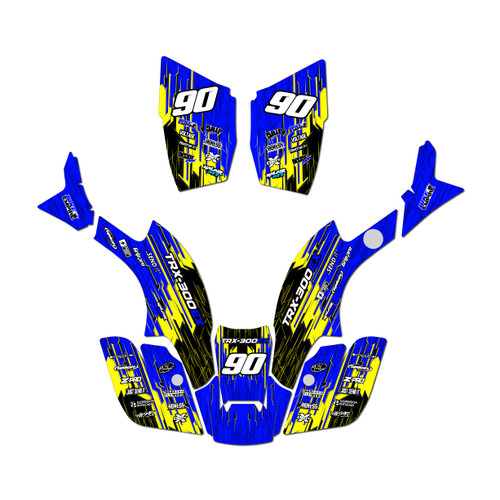 honda trx300maier graphics kit 1993-2006 fracture series blue