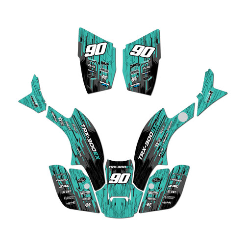 honda trx300maier graphics kit 1993-2006 fracture series teal