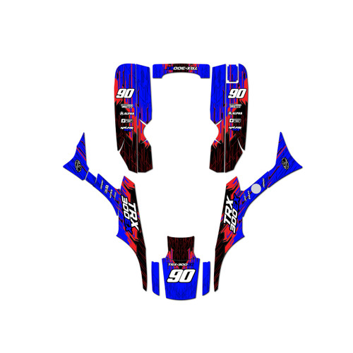 honda trx300ex graphics kit 1993-2006 fracture series blue