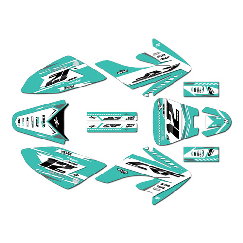 honda crf70 graphics kit all years lethal series teal