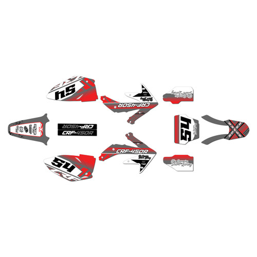 honda crf450r graphics kit 2005-2007 split series red