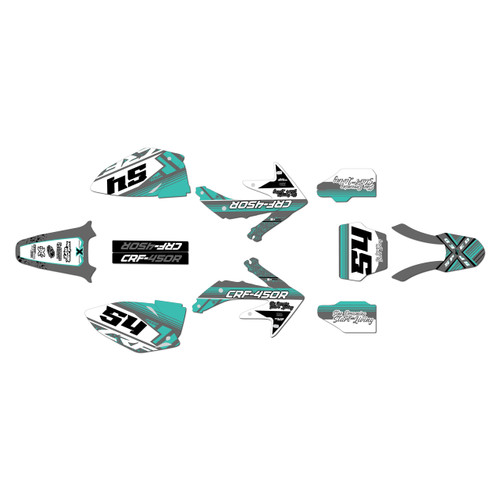 honda crf450r graphics kit 2005-2007 split series teal