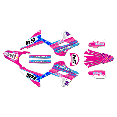 honda crf300l graphics kit 2021-2026 split series magenta