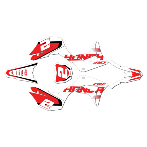 honda crf125f graphics kit 2019-2026 flight series white