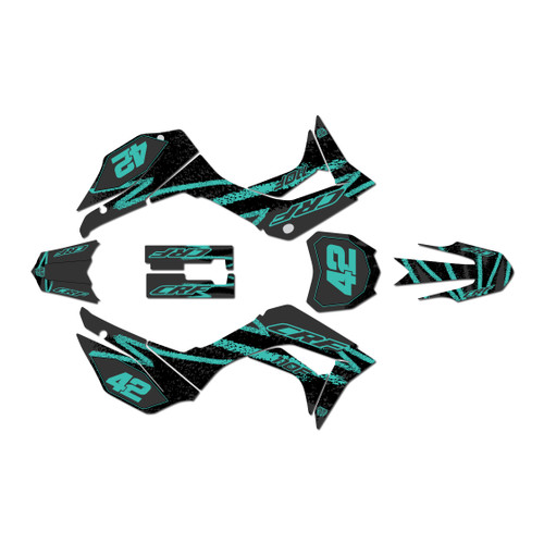 honda crf110f graphics kit 2019-2026 whiplash series teal-shift