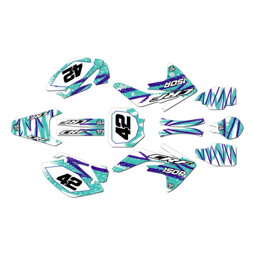 honda crf150r graphics kit 2007-2026 whiplash series teal