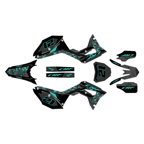 honda crf450r graphics kit 2017-2020 semperfi series teal-shift