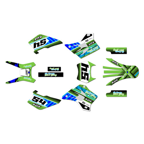 kawasaki kdx200 graphics kit 1995-2008 split series green