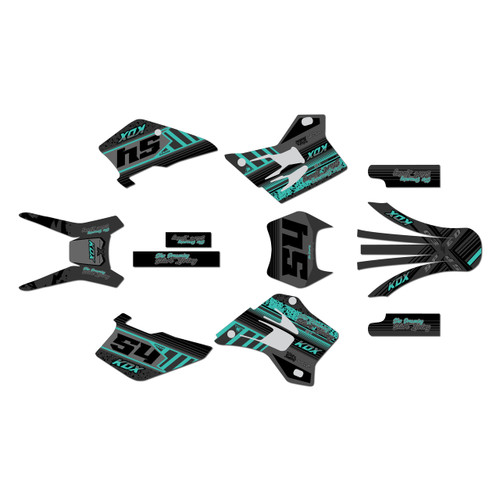 kawasaki kdx200 graphics kit 1995-2008 split series teal
